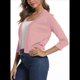 thumbnail image 2 of Suéter Tipo Cárdigan Corto de 3/4 para Mujer, Elegante, Color Rosa, Talla M, 2 of 7