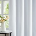 thumbnail image 4 of Bazaahm White Blackout Curtains Room Darkening for Bedroom Noise Reducing Linen Texture Grommet Top Drapes Set of 2, 54"L x 52"W, 4 of 6
