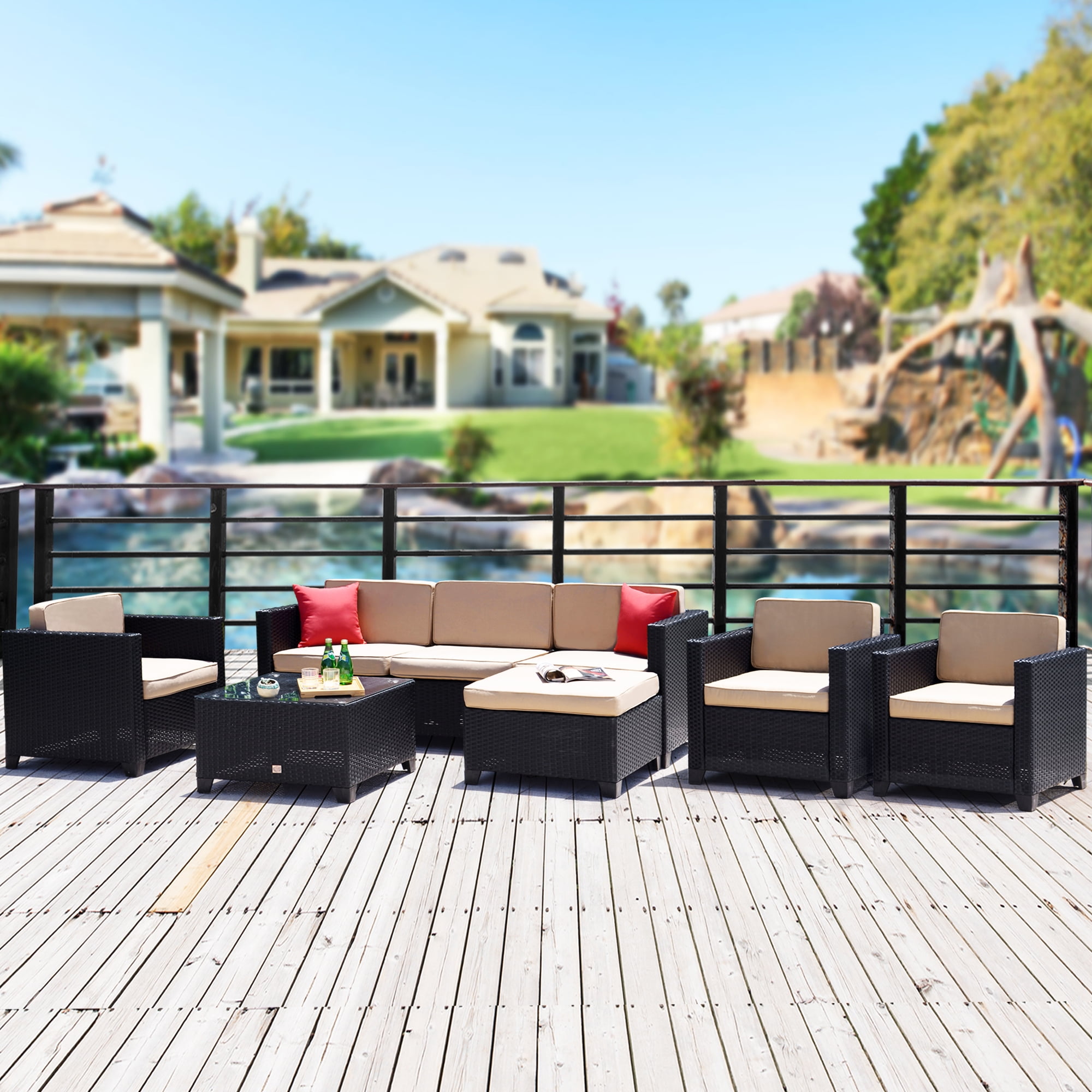 Cloud Mountain 8 Piece Patio Sectional Rattan Furniture Set PE Rattan Wicker Furniture... by Cloud Mountain