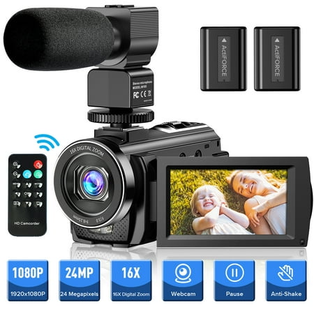Video Camera Camcorder YouTube Vlogging Camera FHD 1080P 30FPS 24MP 16X Digital...