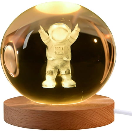 

3D Astronaut Crystal Ball Night Light 3.15Inch(80Mm) Space Decor Magical Globe Nightlight Kids Bedroom Decor Nightlight Decolamp As A Birthday Gift For Teens