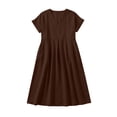 thumbnail image 5 of 2026 Summer Dress for Women Casual Cotton Linen Midi Sundress with Pockets V Neck Short Sleeve Aline Beach Dresses Fashion Trendy Outfits Loose Fit Lightweight Dresses for Ladies, 5 of 9