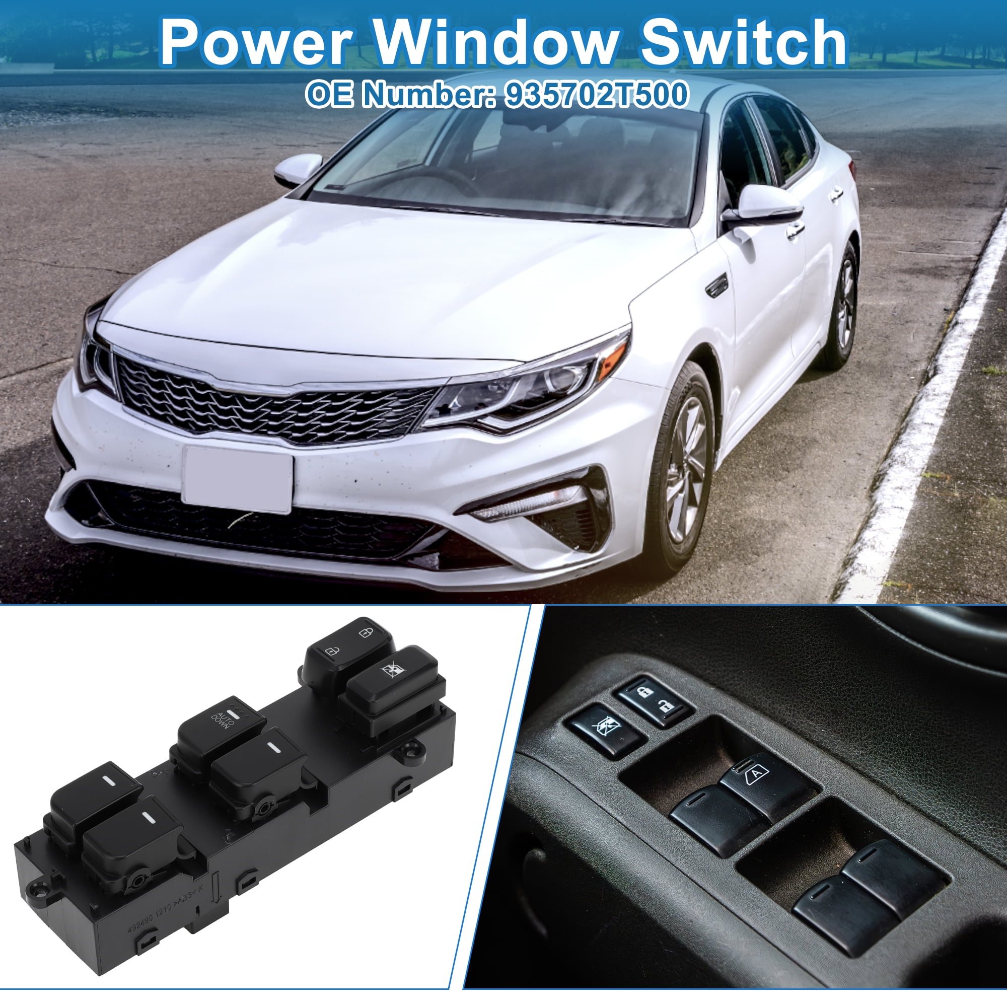 Unique Bargains Power Window Switch for Kia Optima 2014-2015 Front Left Driver Side Black