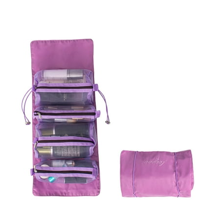 Partheme Detachable Toiletry Bag Hanging Roll-Up Makeup Bag Large Capacity Travel Wash Bag Mesh Cosmetic Bag Portable Foldable Toiletry Bag Waterproof Cosmetic Organizer Bag for Travel Daily  Purple