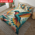 thumbnail image 2 of Lotusprinthandmade Floral Hummingbird Bedding Set (Made in Vietnam) (104x88), hummingbird and floral bedspread, hummingbird comforter set, 2 of 5