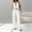 White, variant on Women's Summer Vacation 2 Piece Outfits Sexy Deep V Neck Halter Tops and Pants Sets - Solid Color Sexy Going Out Suits, Trendy Plain Womens Tops with Wide- Leg Pants Summer Suits Coffee L