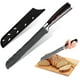 thumbnail image 1 of Cuchillo para pan MDHAND de 20 cm, de acero inoxidable de alto carbono y damasco con acabado láser, mango ergonómico de madera de pakkawood, cortador para rebanar pasteles., 1 of 7
