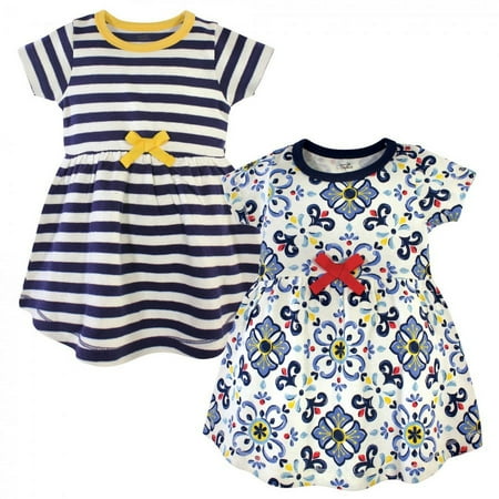 UPC: 0660168611274 | Touched by Nature Baby and Toddler Girl Organic Cotton Short-Sleeve Dresses 2pk Pottery Tile 3 Toddler