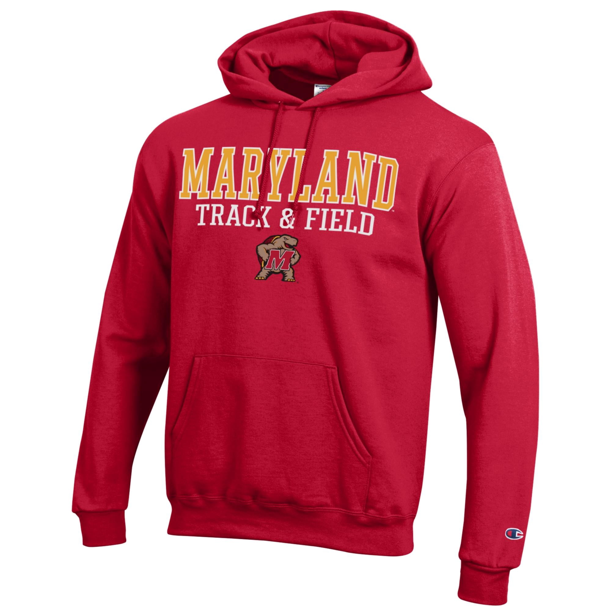 Men's Champion  Red Maryland Terrapins Track & Field Stack Powerblend Pullover Hoodie