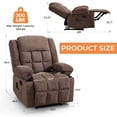 thumbnail image 3 of Ebello Manual Recliner Chair with Massage and Heat, Fabric Recliner with Cup Holders & Storage Pockets, Breathable Comfortable Lounger for Living Room, Brown, 3 of 11