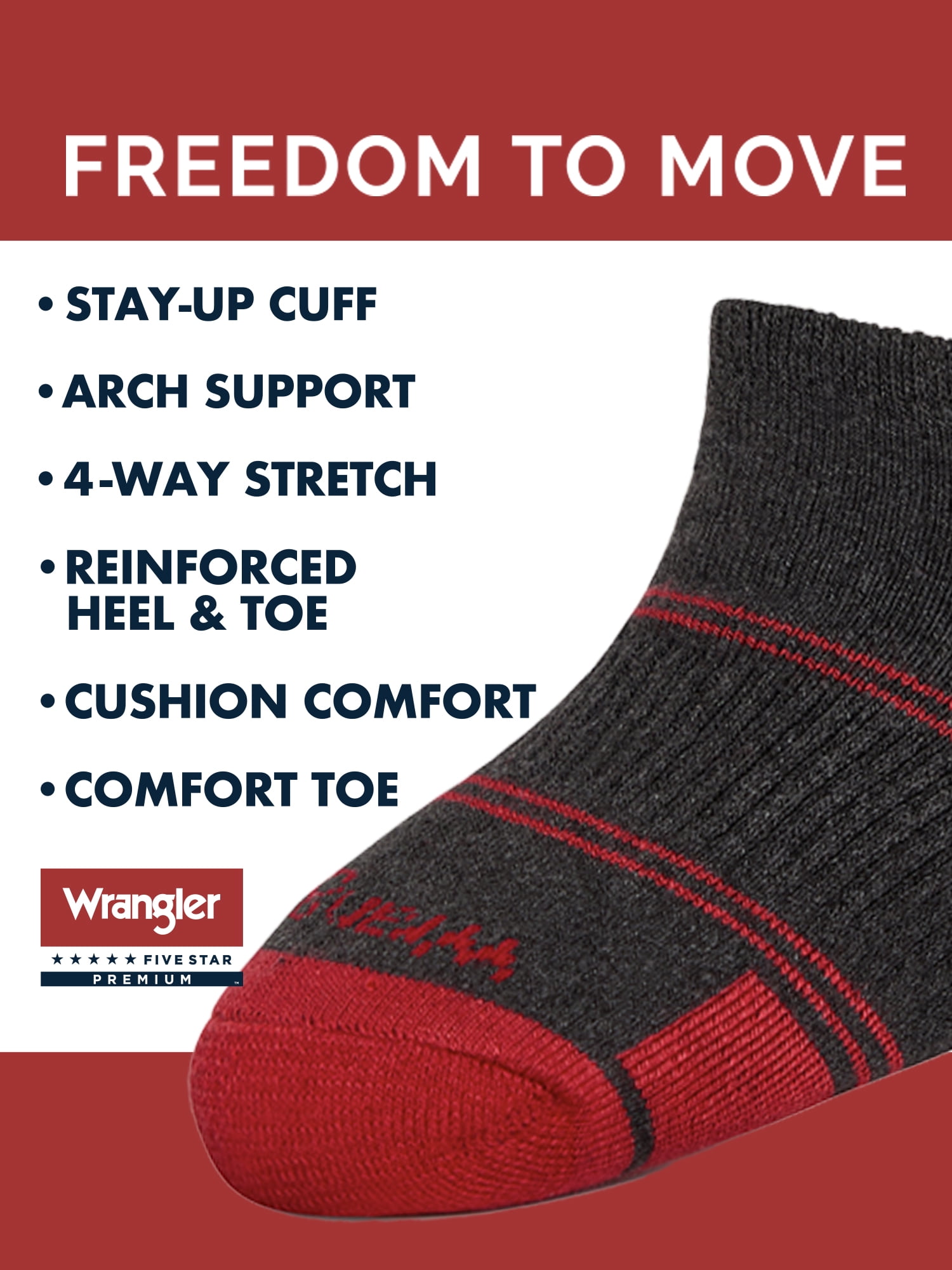 Wrangler Boys' Essentials Cool Comfort Low-Cut Boys Socks, Assorted Cushioned Kids Socks, Small, 6-Pack