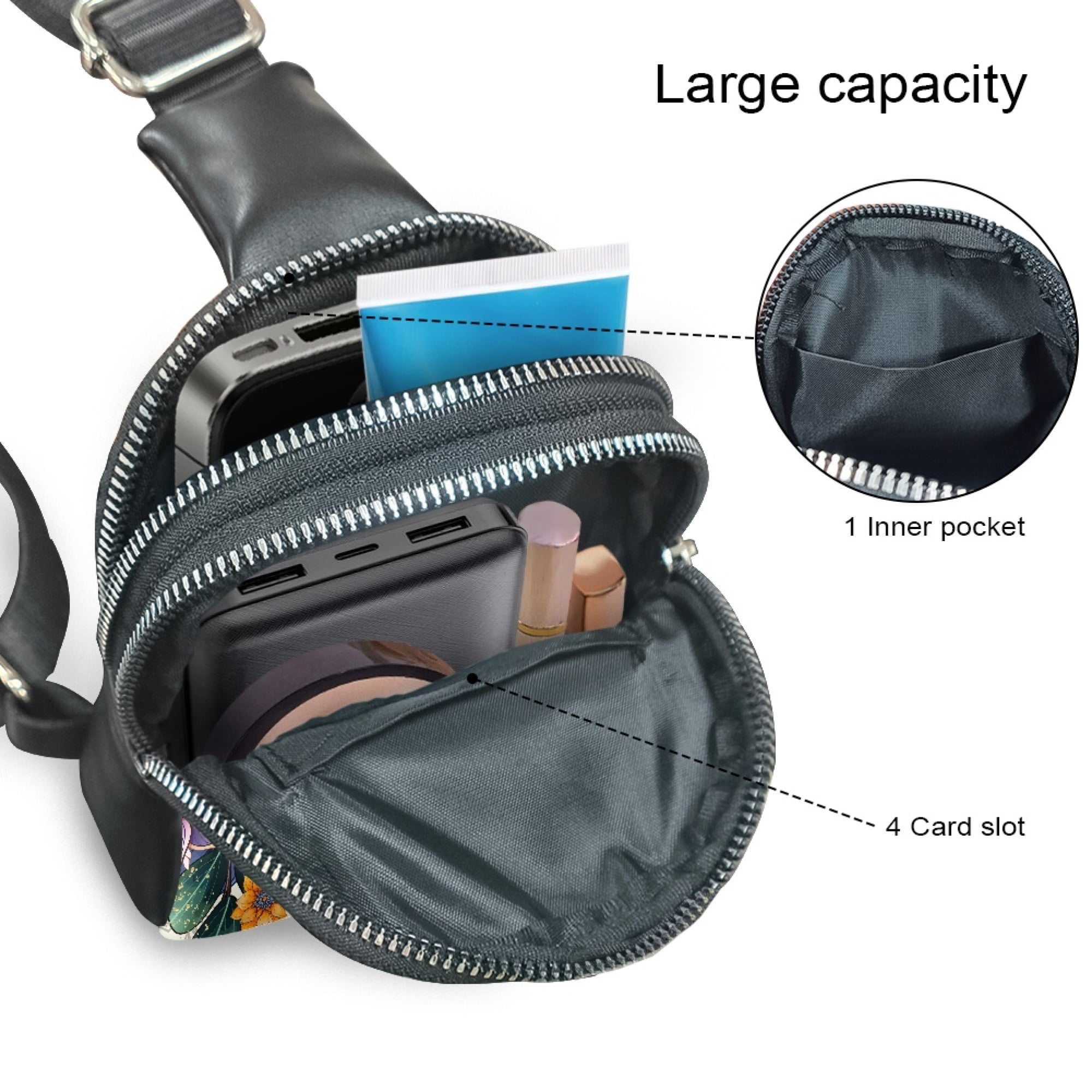 FOR U DESIGNS Boho Mandala Flower Small Sling Bag for Women PU Leather Crossbody Bags Fanny Pack Fashion Chest Bag for Dating Shopping Casual Shoulder Bag with 4 Card Slot