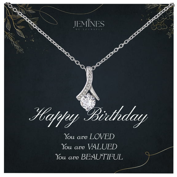 JEMINES Birthday Gifts for Women, Birthday Jewelry with Meaningful Message Gifts Idea for Women, Happy Birthday Necklace (Happy Birthday, Alluring Beauty Necklace)