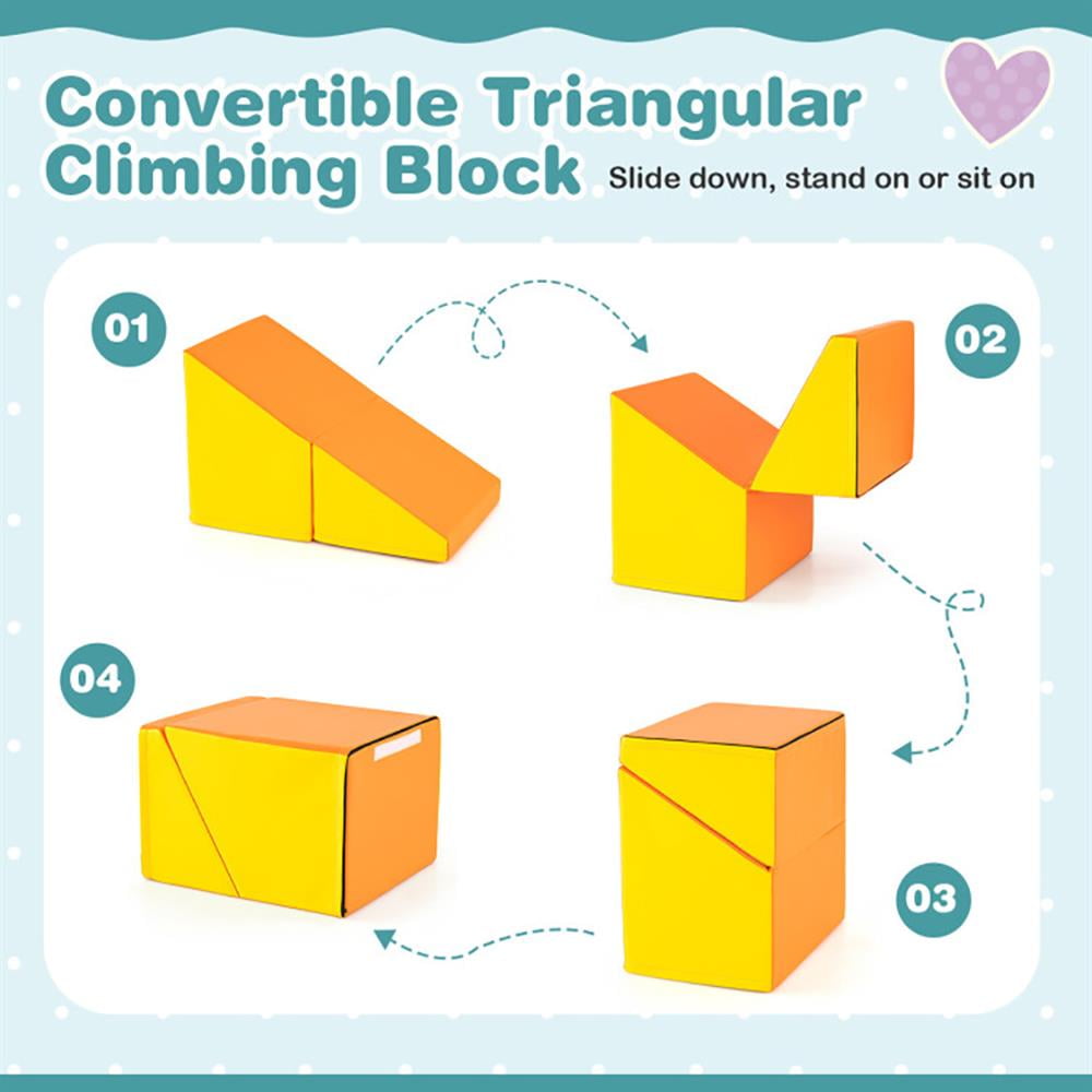 Resenkos 6 Pieces Foam Climbing Blocks Soft Play Climbing for Toddlers with Tunnel-Multicolor