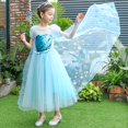 thumbnail image 2 of Elsa Robe pour Filles Enfants Robe de Princesse Halloween Cosplay Costume Fête d'Anniversaire Déguisement, 2 of 5