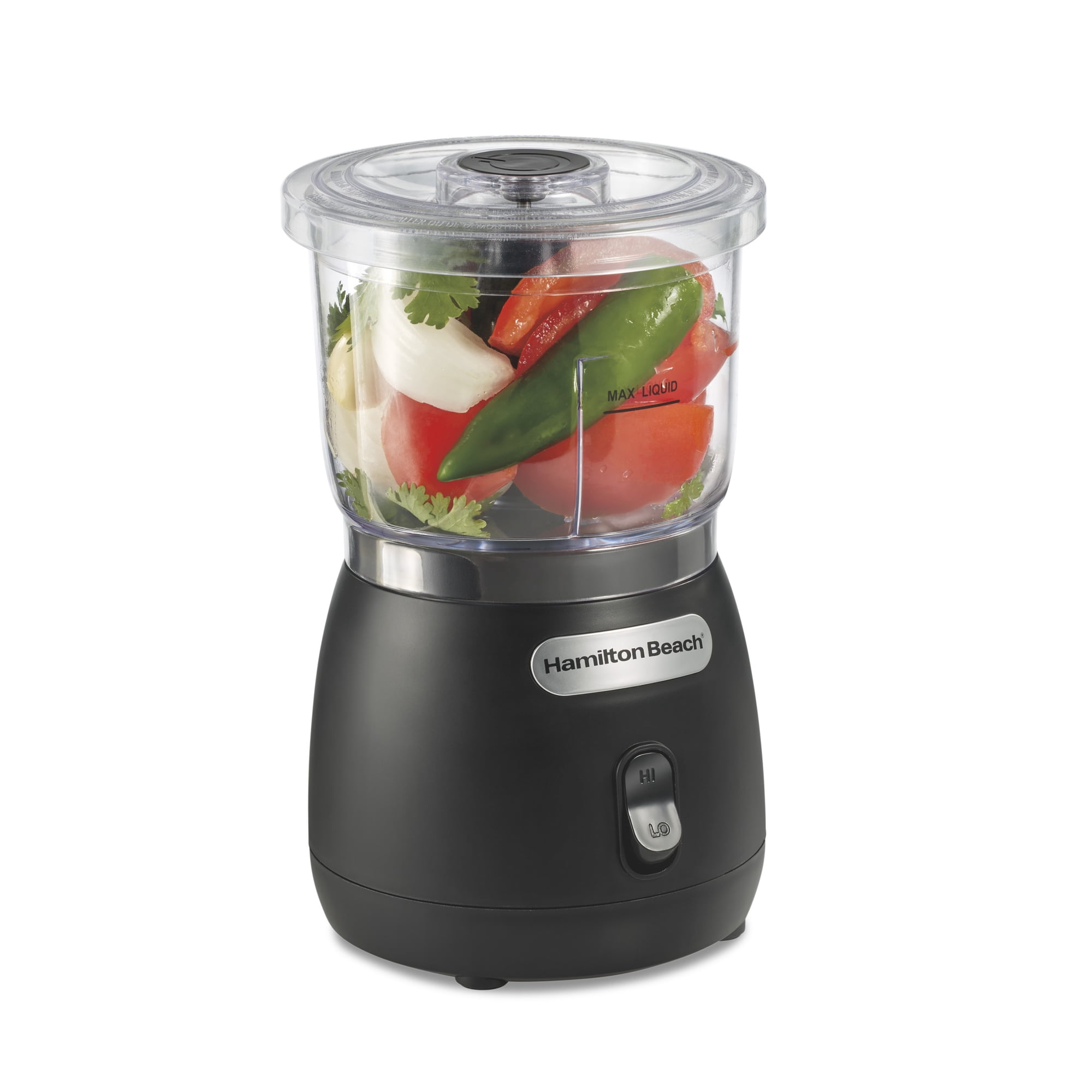 Hamilton Beach Stack & Press 3-Cup Food Chopper and Mini Food Processor, 350 W, 2-Speed with Pulse, Black