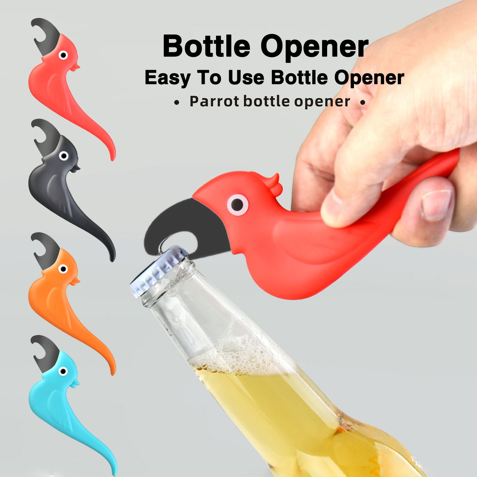 Honrane Bottle Opener Multifunctional Parrot Press Beer Opener Ergonomic  Design with Magnetic Lid Opener Comfortable Grip Durable Stainless Steel  for