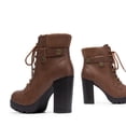 thumbnail image 3 of BURUDANI Women’s Chunky Heel Ankle Boots High Heeled Booties with Lace-Up Fashion, 3 of 5