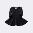 thumbnail image 2 of XXWXYD Toddler Baby Girls Long Sleeve Cotton Dress Solid 𝖱uffle Tops Comfortable Soft Casual Play 𝖱uffled Bodice Baby Dress Outfit Daily Wear Baby Cotton Gown, 2 of 6