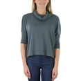thumbnail image 4 of ToBeInStyle Women's 3/4 Sleeve Cowlneck Relaxed Fit Cropped, 4 of 7