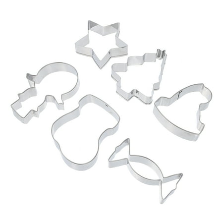 

6pcs Christmas Stainless Steel Cookie Baking Molds Unique Baking Molds for Home (Silver)