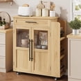 thumbnail image 1 of Mobile Kitchen Island Cart With Storage- 360° Rolling Wheels, Drawers, Spice Rack, Black Handle, Versatile Storage and Serving Cart for Kitchen and Dining Room, Small Kitchen Island On Wheels With L, 1 of 7