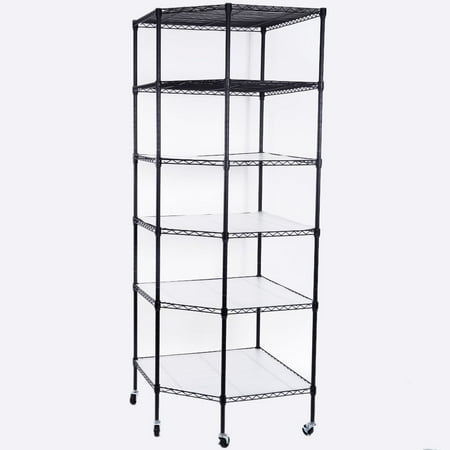 Top S 6 Tiers Corner Shelf Adjustable Metal Storage Wire Shelving Unit Rack Free Standing Display