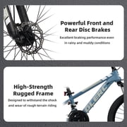 Glerc Skyline 24 Inch Kids Mountain Bike for Boys Girls 10 11 12 13 14 Years Old, 21-Speed Kid Bicycle with Front Suspension & Dual Disc Brakes & Rugged Frame, Blue