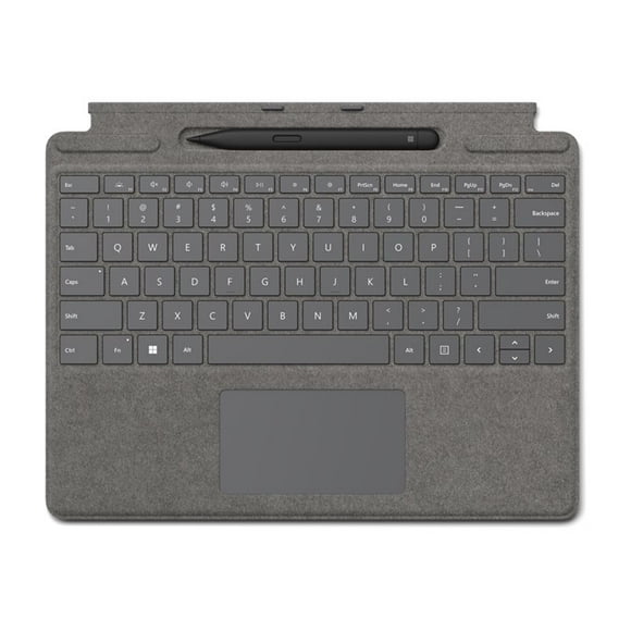 Microsoft Surface Pro Signature Keyboard - Keyboard - with trackpad, accelerometer, Surface Slim Pen 2 storage and charging tray - QWERTY - US - platinum - with Slim Pen 2 - for Surface Pro 10, Pro 8, Pro 9, Pro X, Pro X for Business
