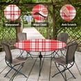 thumbnail image 2 of Plaid Red Vintage Round Fitted Tablecloth with Elastic Edge, Geometric Rustic Gingham Waterproof Table Cover, Indoor Outdoor Table Cloth for Kitchen Dinner, Outdoor, Picnic, 45''''-52'''', 2 of 6