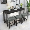 thumbnail image 3 of AENKYO 4-Piece Bar Table Set with Charging Station, 59" Counter Height Table and 3 Upholstered Stools for Small Space, Black, 3 of 10