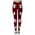 thumbnail image 2 of Gibobby Leggings para mujer, leggings de entrenamiento adecuados, pantalones con bloques de color con estampado navideño, leggings elásticos (Vino, M), 2 of 5