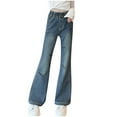thumbnail image 2 of ATOGUTA Flare Jeans Girls Size 5T-15 Kids High Waisted Straight Leg Demin Pants Stretch Long Pants with Pockets Blue, 2 of 6
