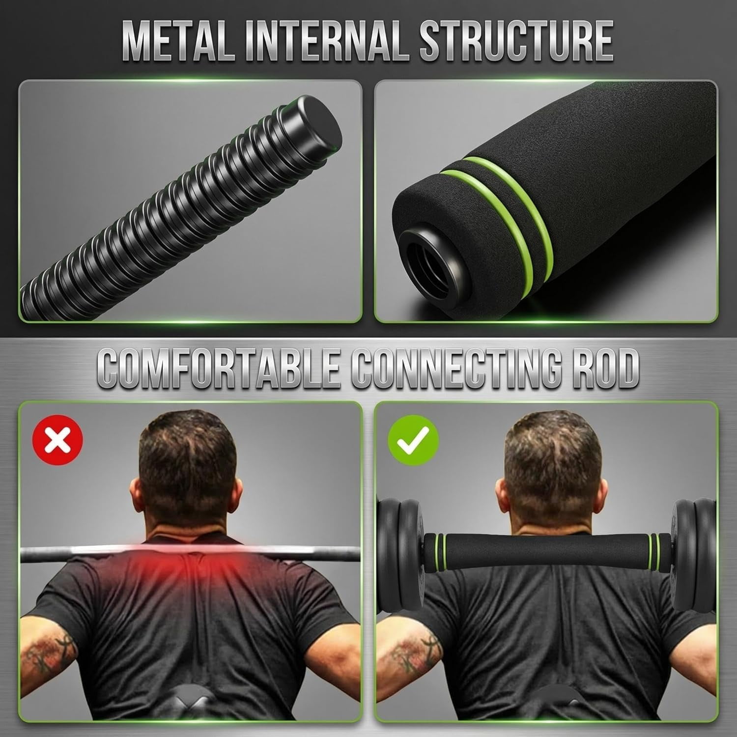 Adjustable Dumbbell Set 44LB, 4-in-1 Free Weight Set with Barbell & Kettlebell & Push-Up Handles, Compact All-in-One Home Gym for Men & Women, Anti-Slip Grip, Quiet Rubber-Coated Plates