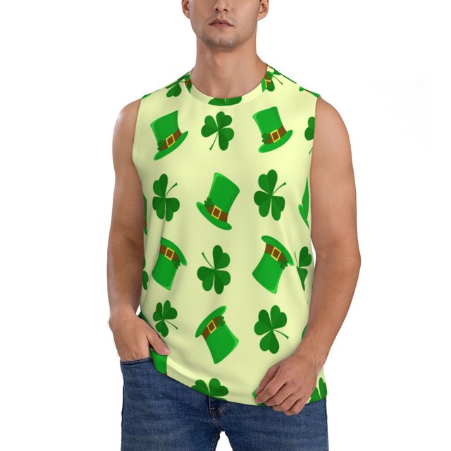 Balery St. Patrick's Day Camisetas sin mangas para hombre, absorbe la humedad y protege contra el mal olor.-XX-Large
