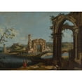 thumbnail image 3 of Gaetano Vetturali 24x18 Black Modern Framed Museum Art Print Titled - Italian Scene with Ruins (1700), 3 of 5