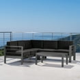 thumbnail image 3 of Miller Outdoor Aluminum 4 Piece V-Shape Sectional Sofa Set with Cushions, Grey, Dark Grey, 3 of 9