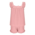 thumbnail image 5 of Women'S Pajama Sets 2 Piece Sleeveless Sleepwear Ruffle Tanks Top And Casual Shorts Sweet Loungewear Outfit Pink L, 5 of 6