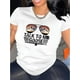thumbnail image 1 of Camiseta De Mujer De Verano Suave Y Ligera Básica Para Llevar Deportes1pc Women'S Fashion Casual Crew Neck T-Shirt with Airplane Glasses Print, Polyester Knit Fabric, Medium Stretch, All-Season Comf, 1 of 7