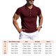 thumbnail image 2 of Camisas musculosas de manga corta para hombres Cuello vuelto Camisa de entrenamiento ajustada a rayas de color puro Vino Rojo M, 2 of 2