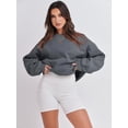 thumbnail image 3 of Women's Long Sleeve Sweatshirt Casual Crewneck Loose Fit Pullover Hoodie Fleece Fall Tops, 3 of 17