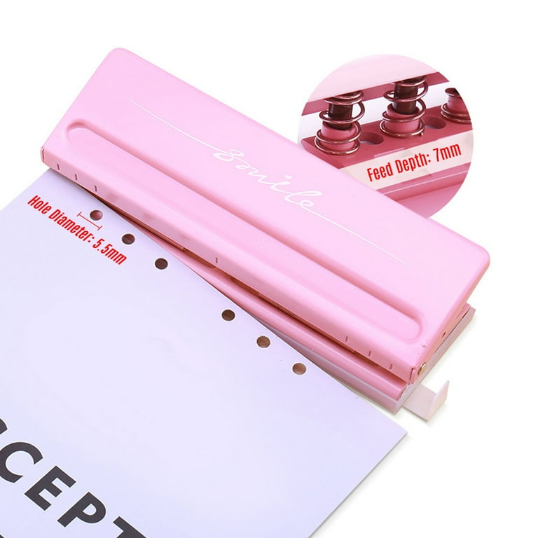 Good Adjustable 6-Hole Desktop Punch Puncher with 6 Sheet Capacity  Organizer Six Ring Binder for