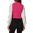 thumbnail image 3 of INSPIRE CHIC Women's Denim Vest V Neck Button Down Casual Jean Waistcoat Sleeveless Jakcet XS Hot Pink, 3 of 5