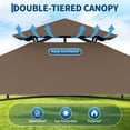 thumbnail image 5 of Kicctian 8x5 ft Heavy Duty Grill Gazebo for Outdoor BBQ, Double-Tier Steel Patio Shelter with Adjustable Dual Side Awnings, 2 Utility Shelves, Hooks and 4 LED Lights, for Backyard, Camping, Brown, 5 of 8