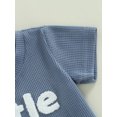 thumbnail image 5 of Toddler Baby Boy Summer Clothes Short Sleeve Little Dude Print T-Shirt Tops and Shorts Set Waffle Knit Outfit, 5 of 7