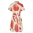 thumbnail image 5 of Strawberry Fruit Watercolor Womens Shirt Dresses Women'S Short Sleeve Dress Turn-Down Collar Dress A Line Casuall Dress Oversize(XS-6XL), 5 of 7