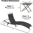 thumbnail image 2 of Patio Chaise Lounge Set 3 Pieces Outdoor Lounge Chair with Rattan Adjustable Backrest and Folding Table for Beach Patio,Sand, for Poolside Backyard Porch, 2 of 14