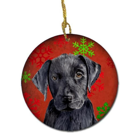 Labrador Red Snowflakes Holiday Christmas Ceramic Ornament