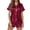 A-Red155, variant on XIAOCHA Solid Satin Pajama Set for Women Short Sleeve Button Top Sleep Shorts