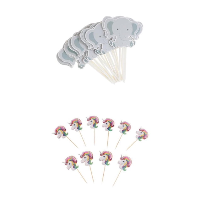 Paquete de 24 Púas para Cupcakes de + 10 Piezas de Decoración de Fiesta de Sunnimix Etiquetas de la decoración de la torta